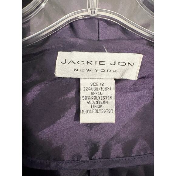 JACKIE JON NEW YORK Jacket Dress Topper Womens 12 Purple Wrap Formal Top - Picture 4 of 4